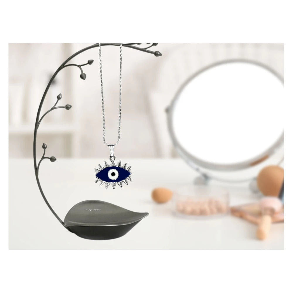 Blue Evil Eye Pendant Necklace - Exclusive (Silver)