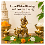 Lakshmi Sitting on Elephant Bass Idol Figurine (235 Gram, 3.2 Inch)