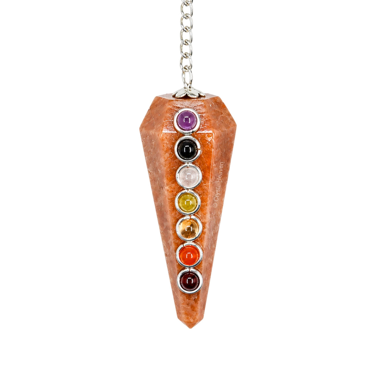 Peach Moonstone Pendulum with Chakra Beads