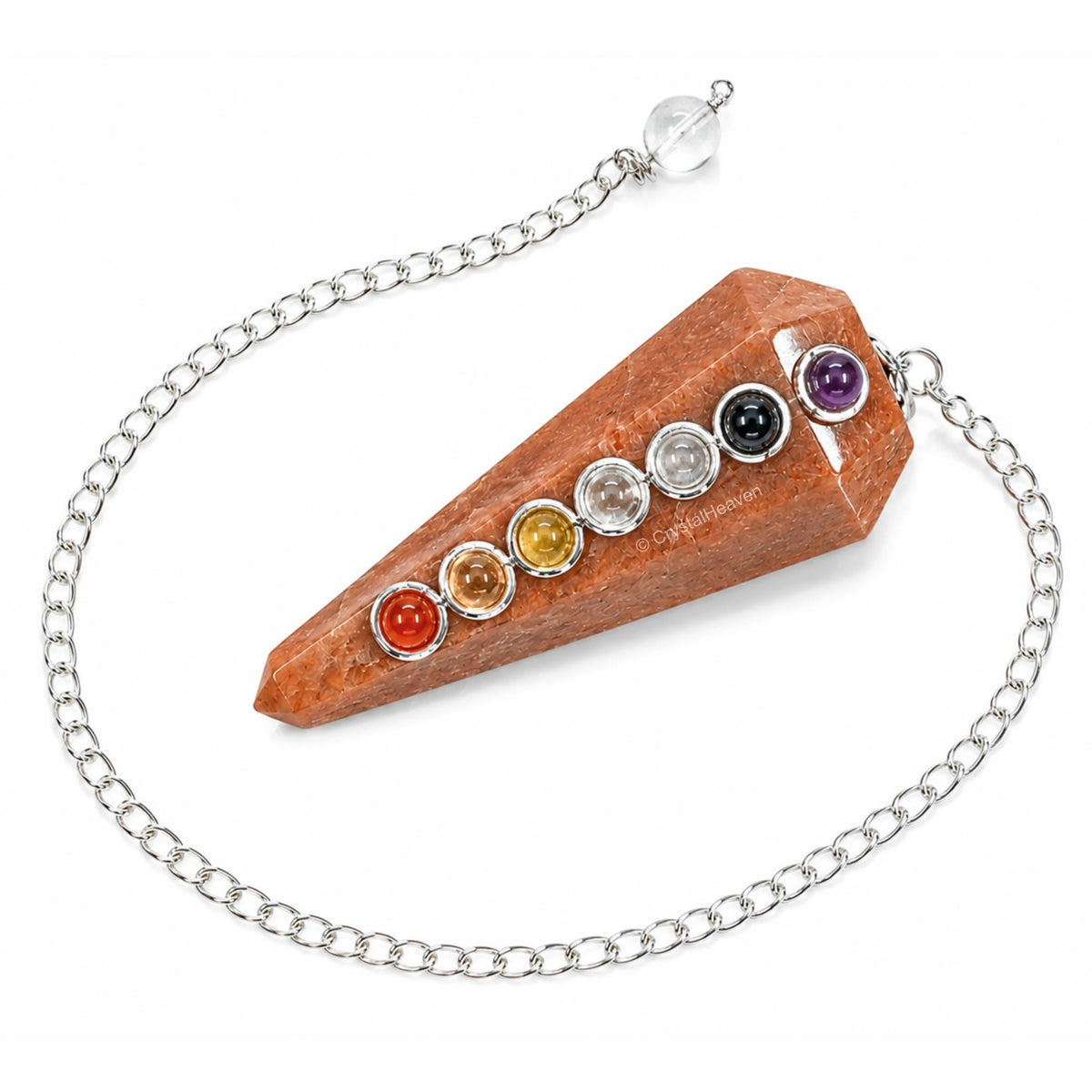 Peach Moonstone Pendulum with Chakra Beads