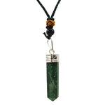 Moss Agate Necklace - Pencil Point (Silver)