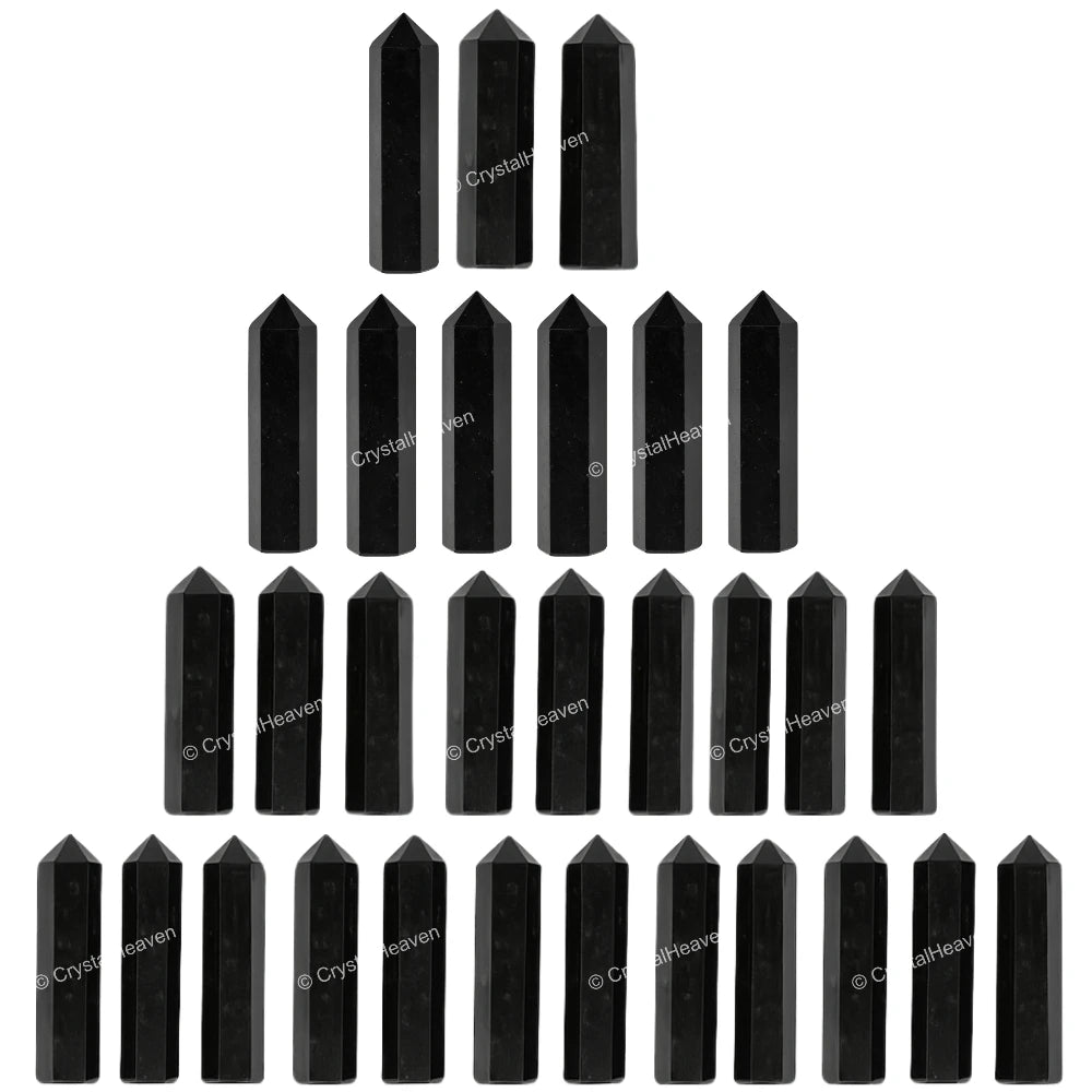 Black Tourmaline Pencil Points (Set of 10)