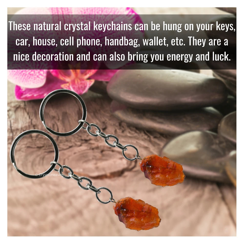 Carnelian Crystal Keychain (Raw)