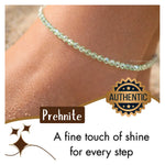 Prehnite Anklet - 2mm Faceted Beads (Silver)