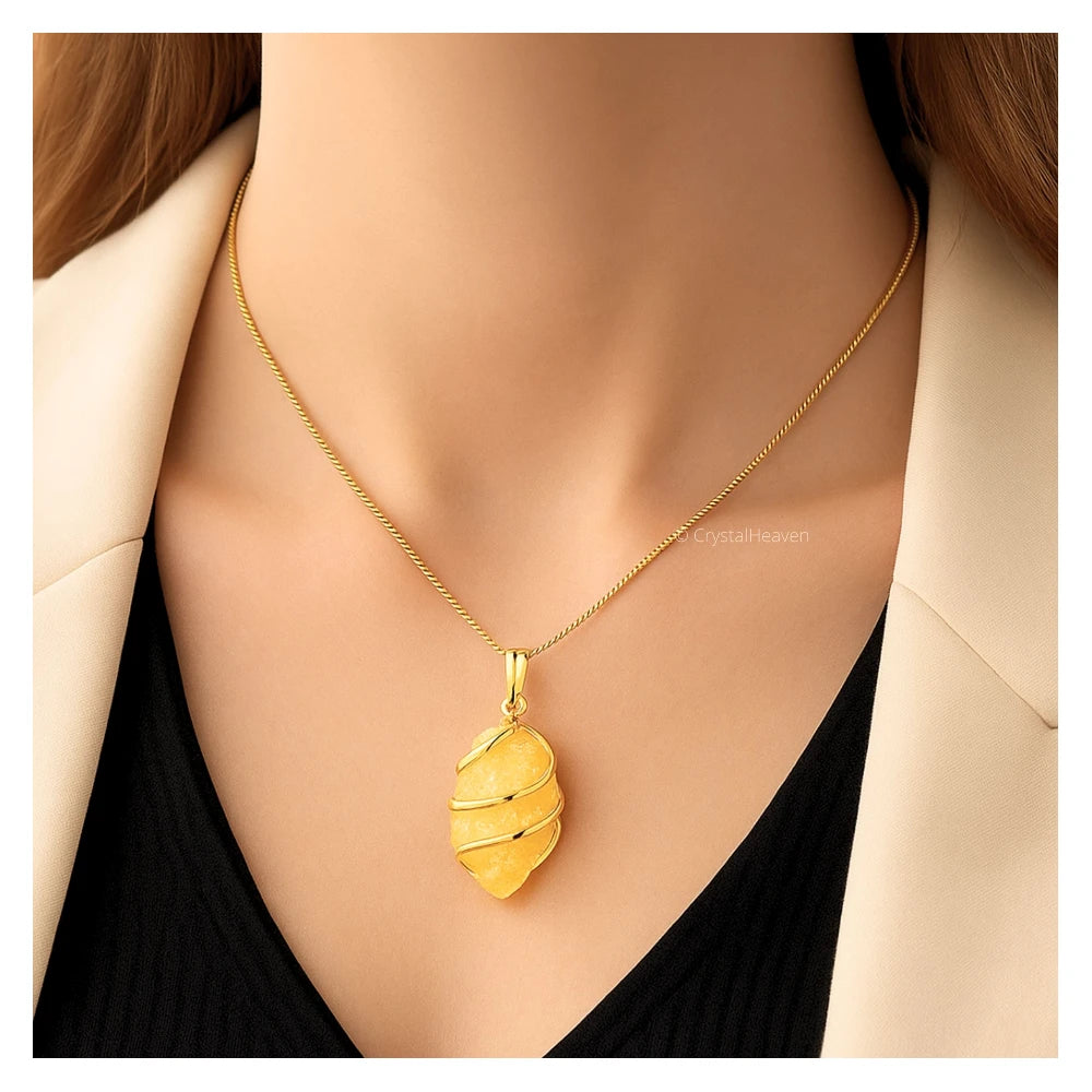Yellow Aventurine Necklace - Raw Crystal (Gold)