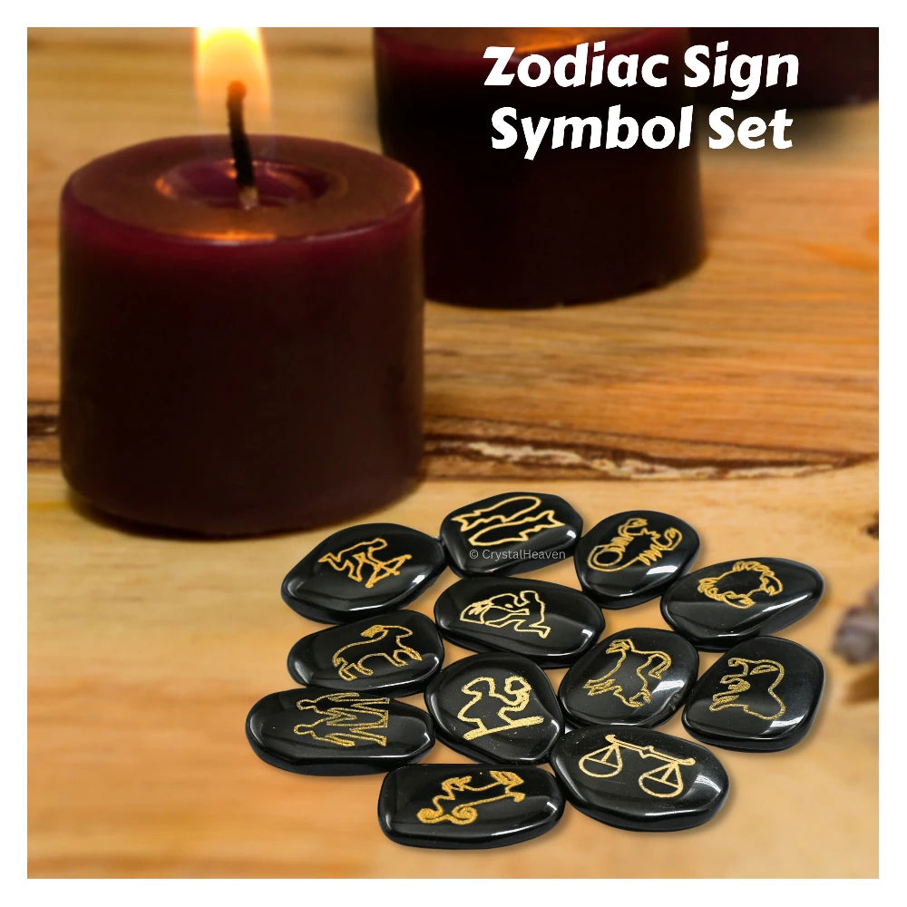 Black Agate Pagan Wiccan Stones (Set of 12)