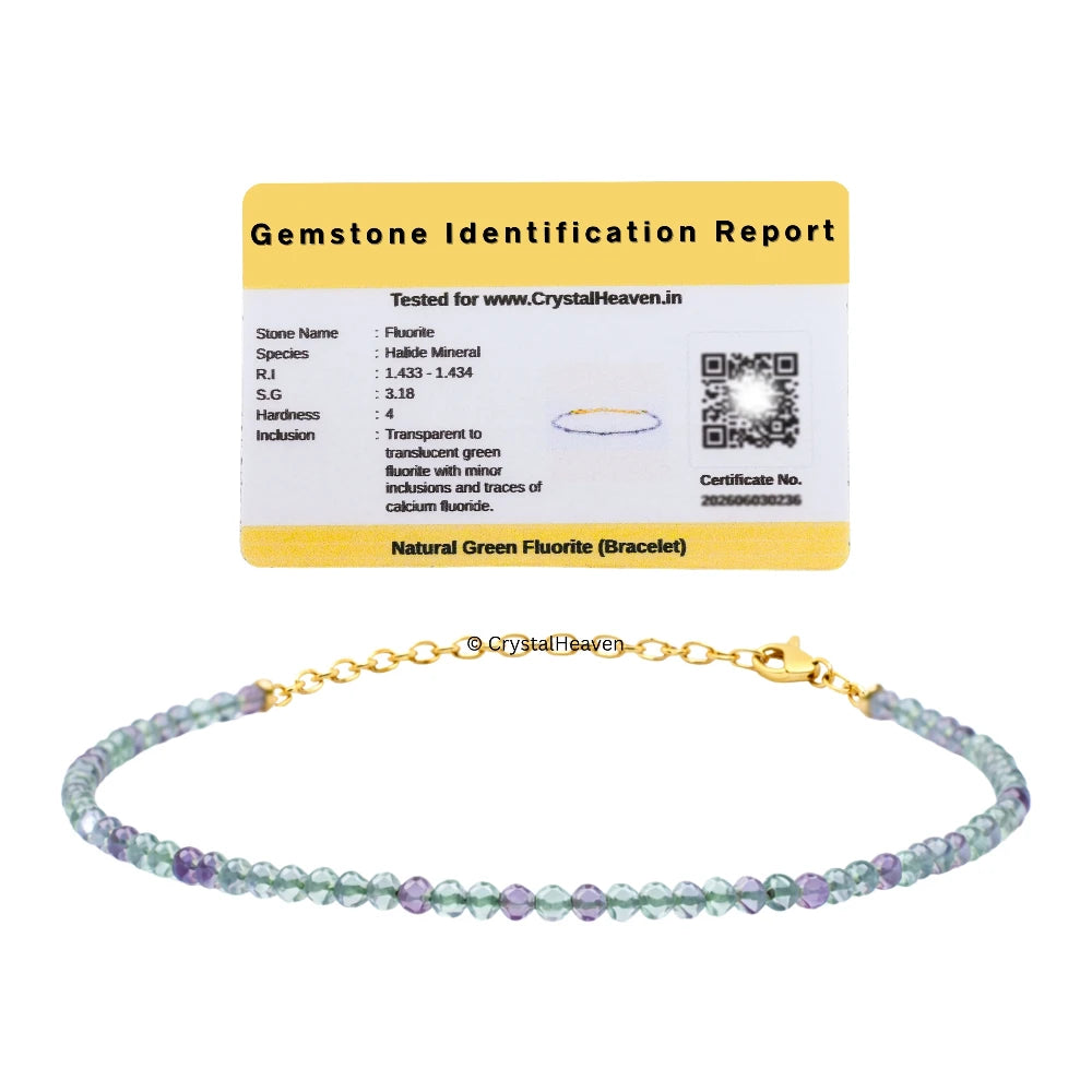 Green Fluorite Bracelets - 2mm Faceted Beads (Gold)