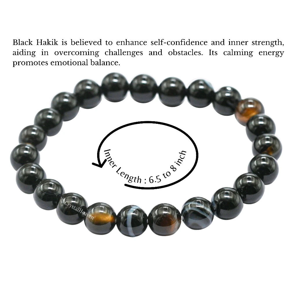 Black Banded Agate Hakik Bracelet (Elastic)