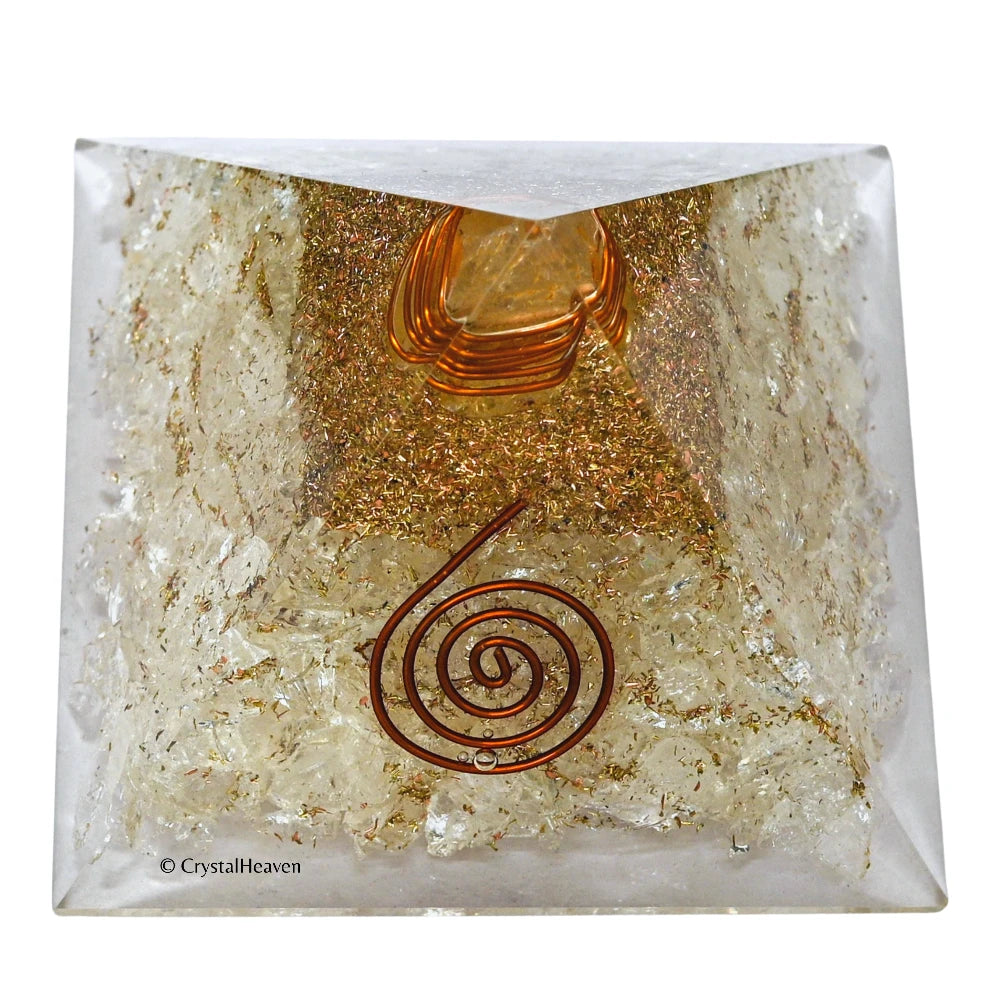 Clear Quartz Crystal Orgone Pyramid - Coil