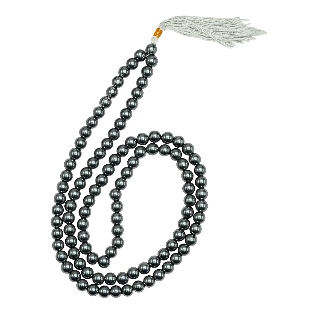 Silver Hematite Japa Mala (Without Knot)