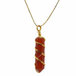 Carnelian Necklace - Spiral Pencil Crystal (Gold)