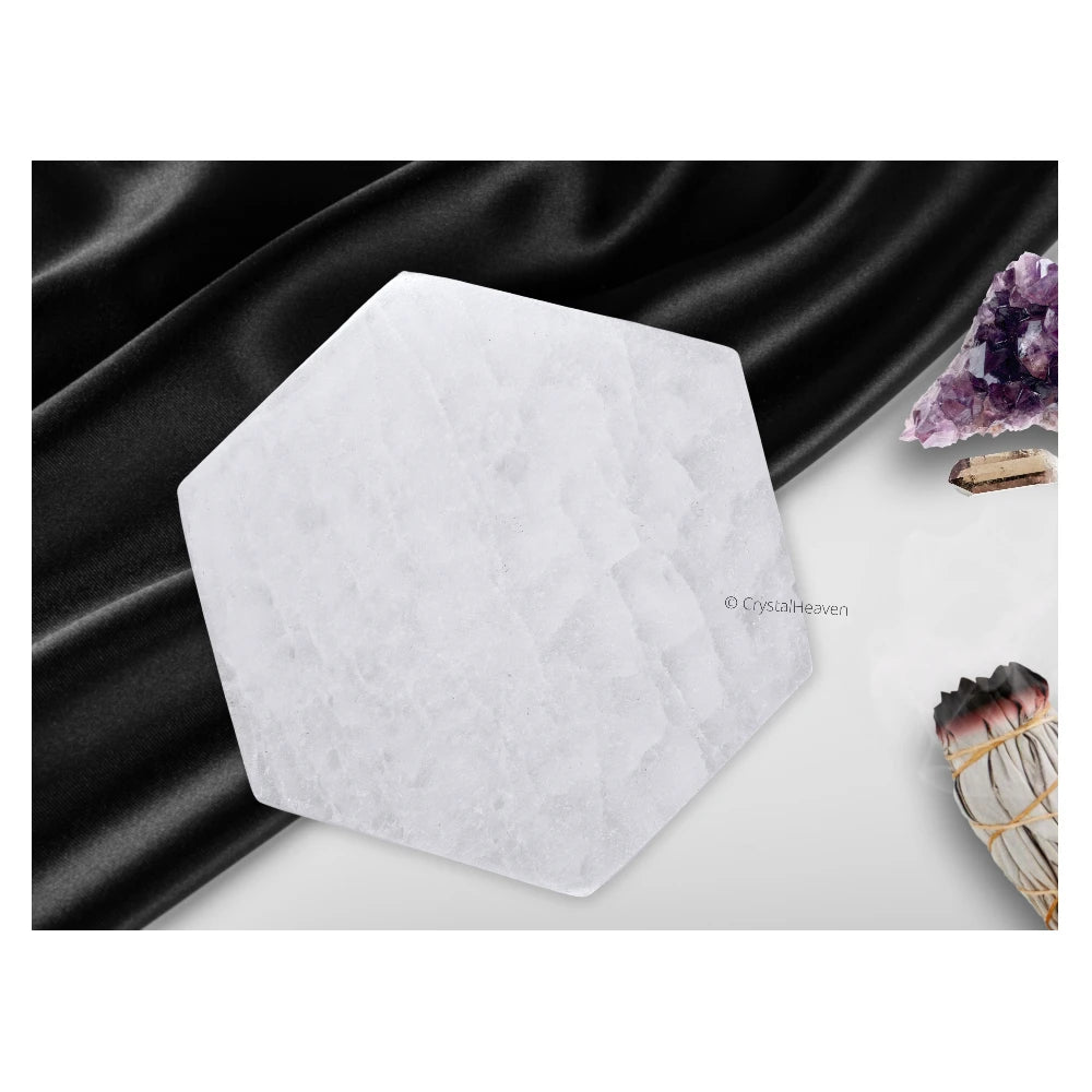 Selenite Charging Plate - Hexagon (4 Inch)