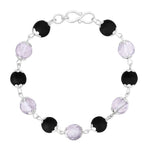 Faceted Sphatik Crystal and Karungali Bracelet (Silver Chain)