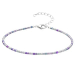 Blue Fluorite Anklet - 2mm Faceted Beads (Silver)
