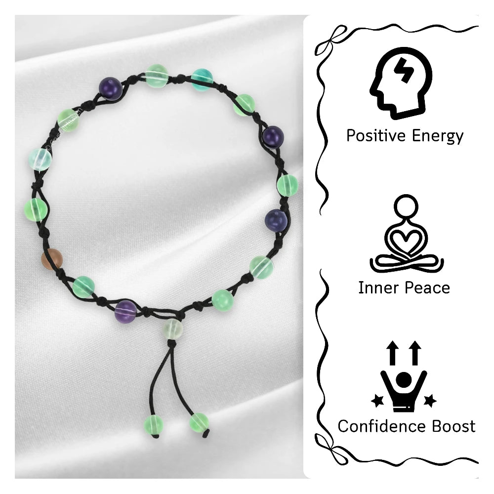 Multi Fluorite  Anklet (Hand Knotted)