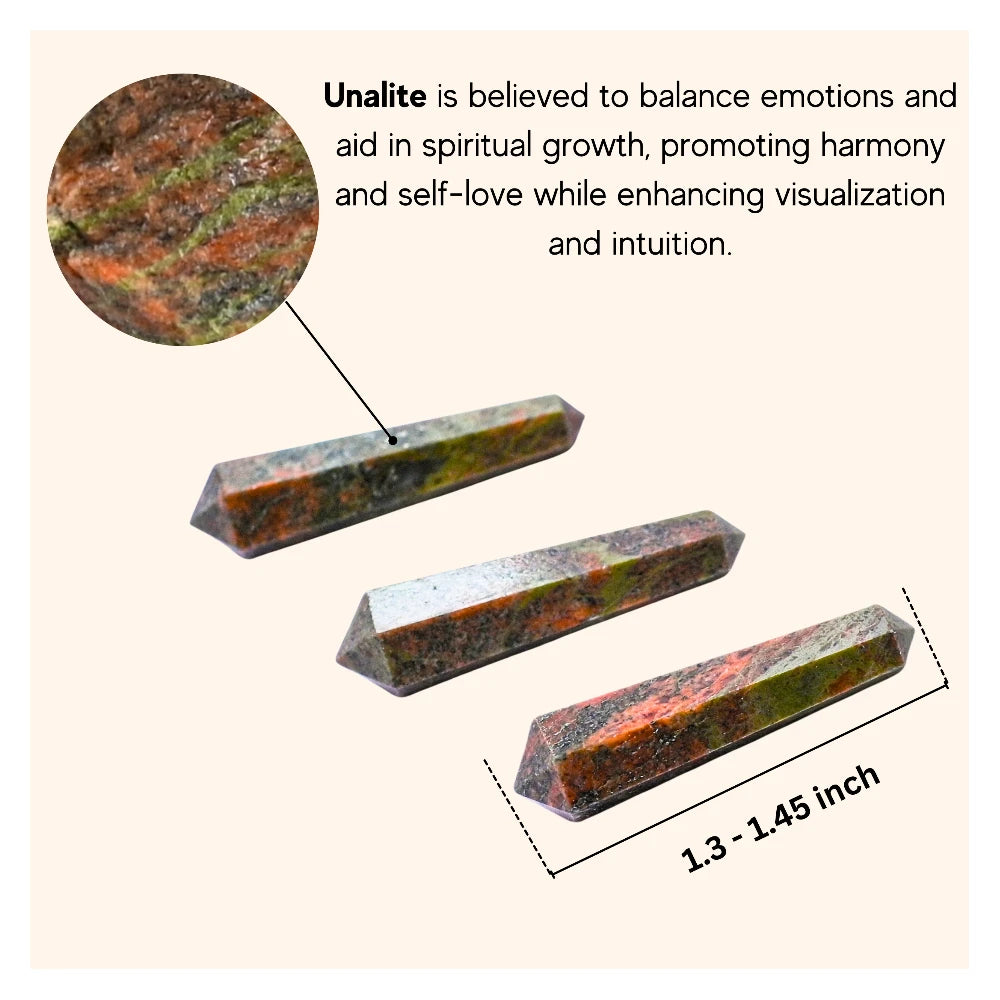 Unakite Pencil Points (Double Terminated) (Set of 10)