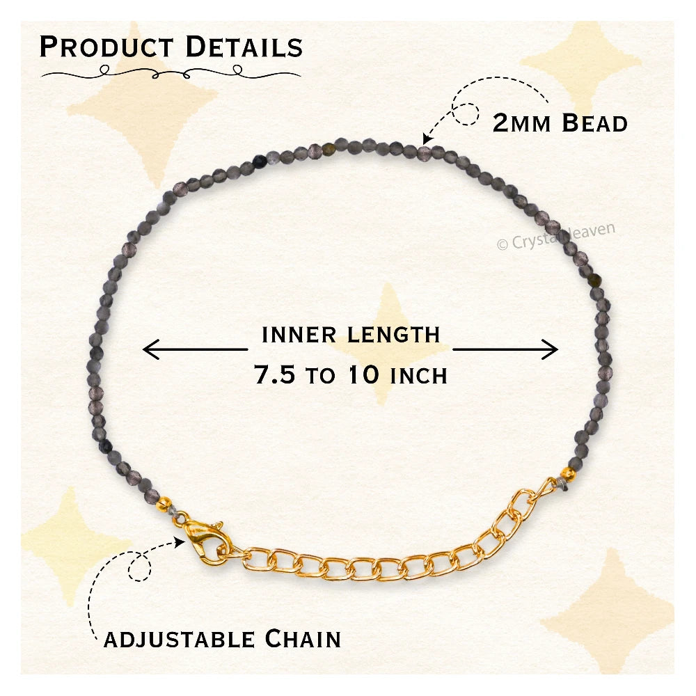Grey Cats Eye Bracelets - 2mm Faceted Beads (Gold)