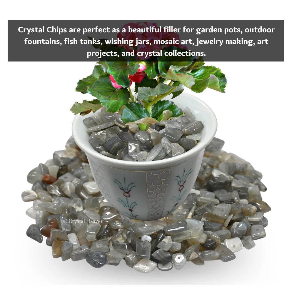 Grey Moonstone Chips - Pre Drilled