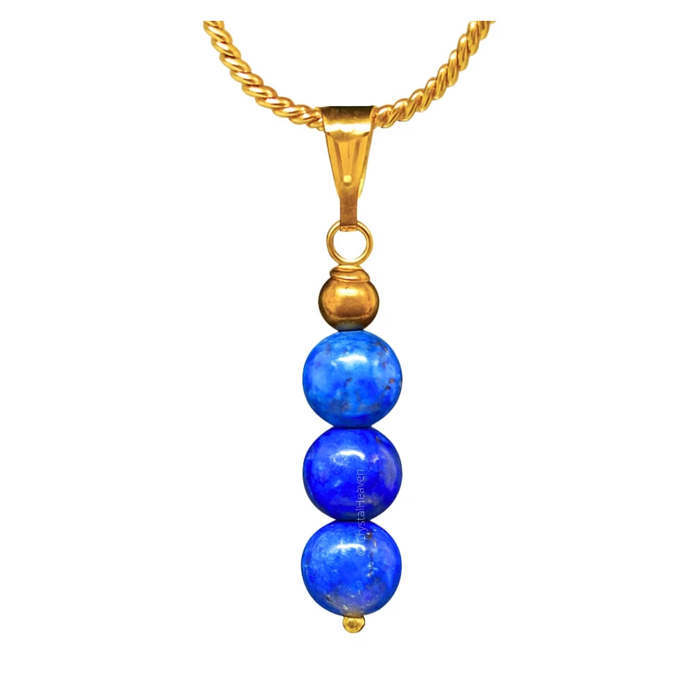Lapis Lazuli Crystal Bead Necklace (Gold)