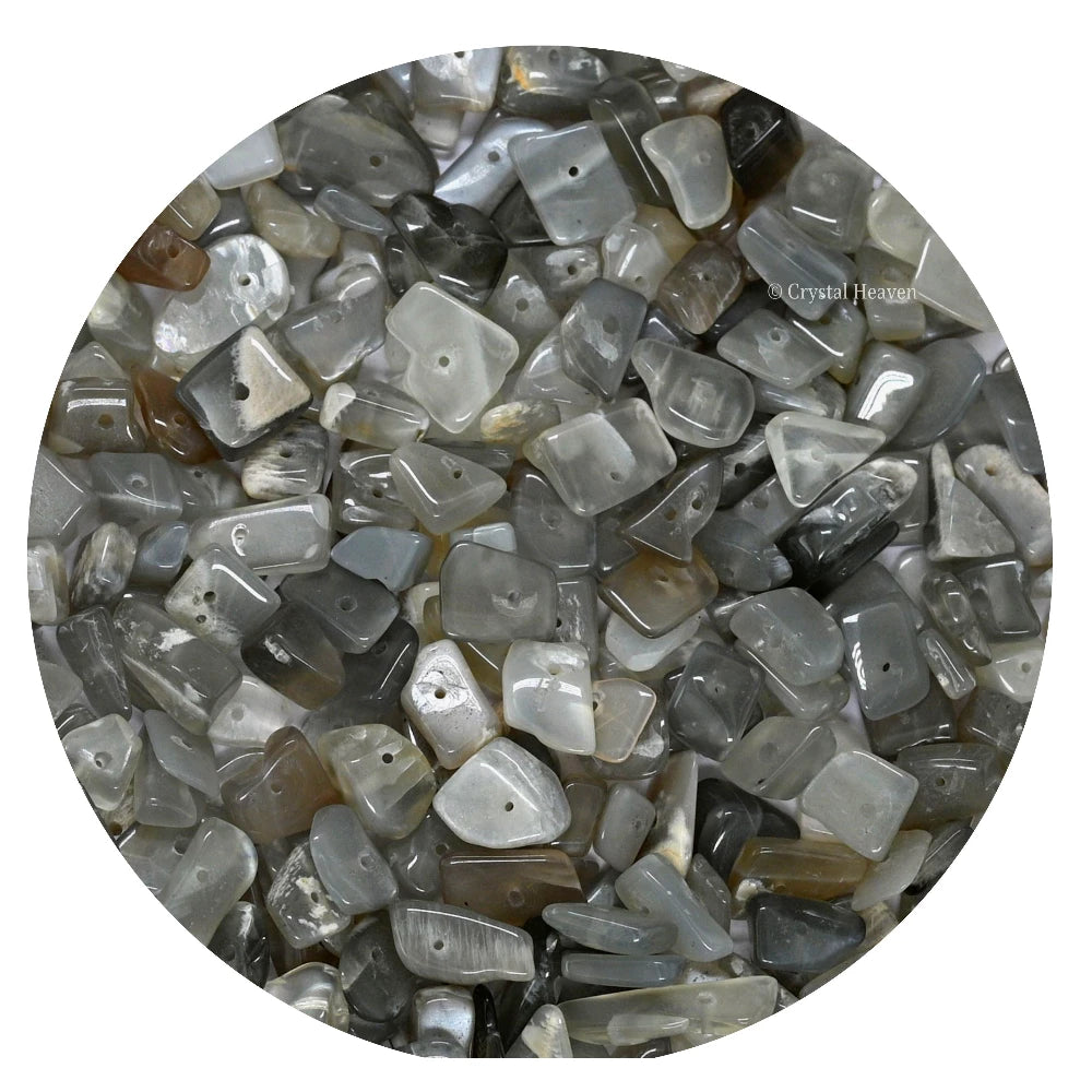 Grey Moonstone Chips - Pre Drilled