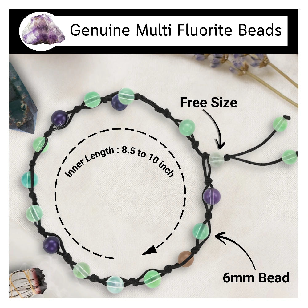 Multi Fluorite  Anklet (Hand Knotted)
