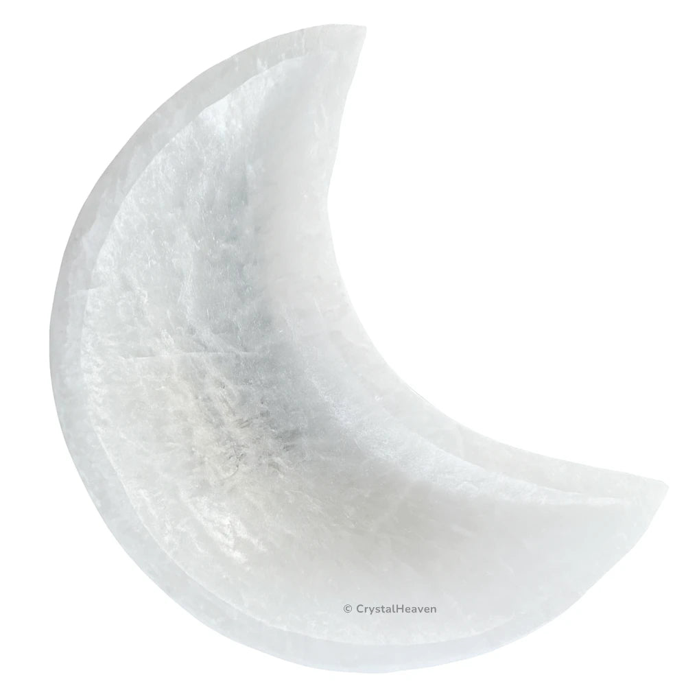 Selenite Crystal Charging Bowl - Moon