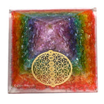 7 Chakra Onyx Orgone Pyramid (Chakra Flower Of Life)