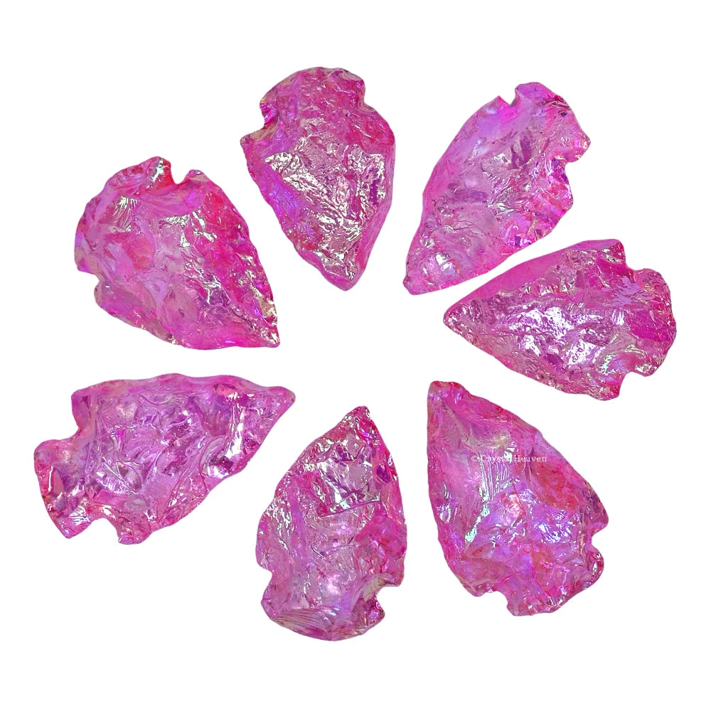 Pink Rose Aura Quartz Arrowhead - 1" to 1.5" (5 Pieces)