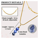 Sodalite Crystal Bead Necklace (Gold)