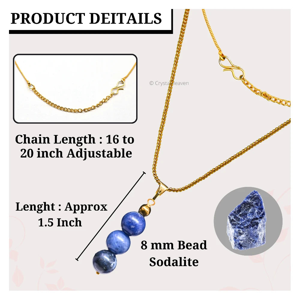 Sodalite Crystal Bead Necklace (Gold)