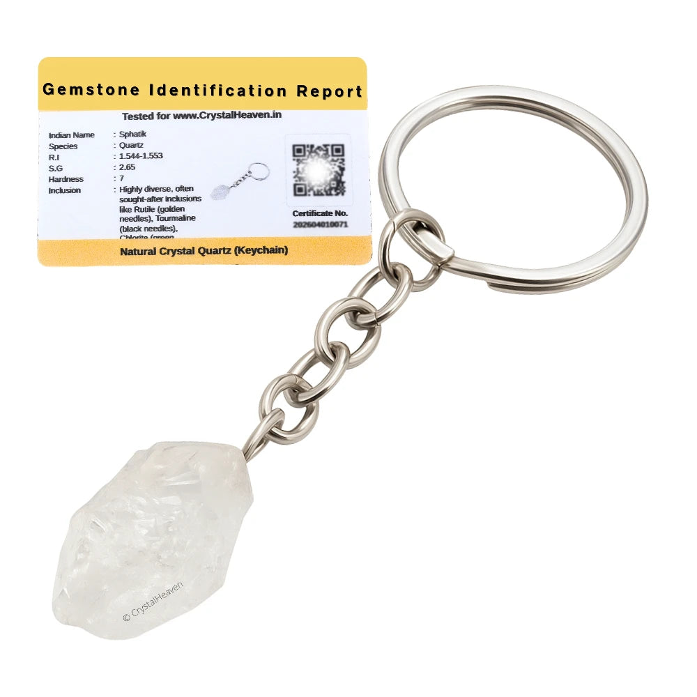 Clear Quartz Crystal Keychain (Premium Raw)