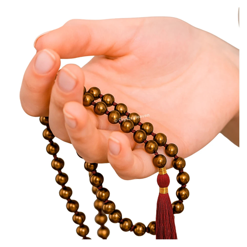 Copper Hematite Japa Mala (Hand Knotted)