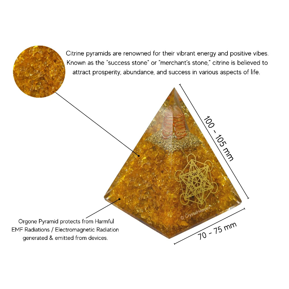 Citrine Crystal Orgone Pyramid - 105 mm