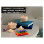 7 Chakra Onyx Crystal Orgone Pyramid with Angel Flower of Life - 100mm