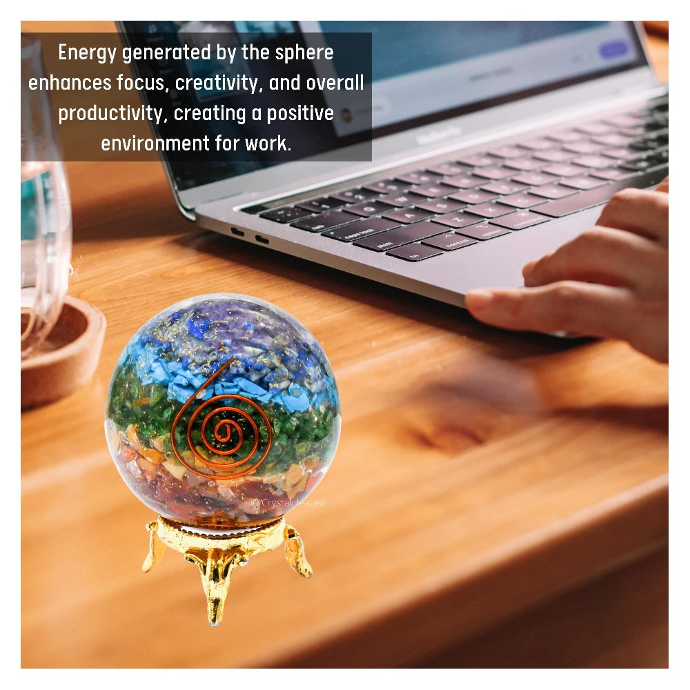 7 Chakra Crystal Orgonite Ball (2 Inch)