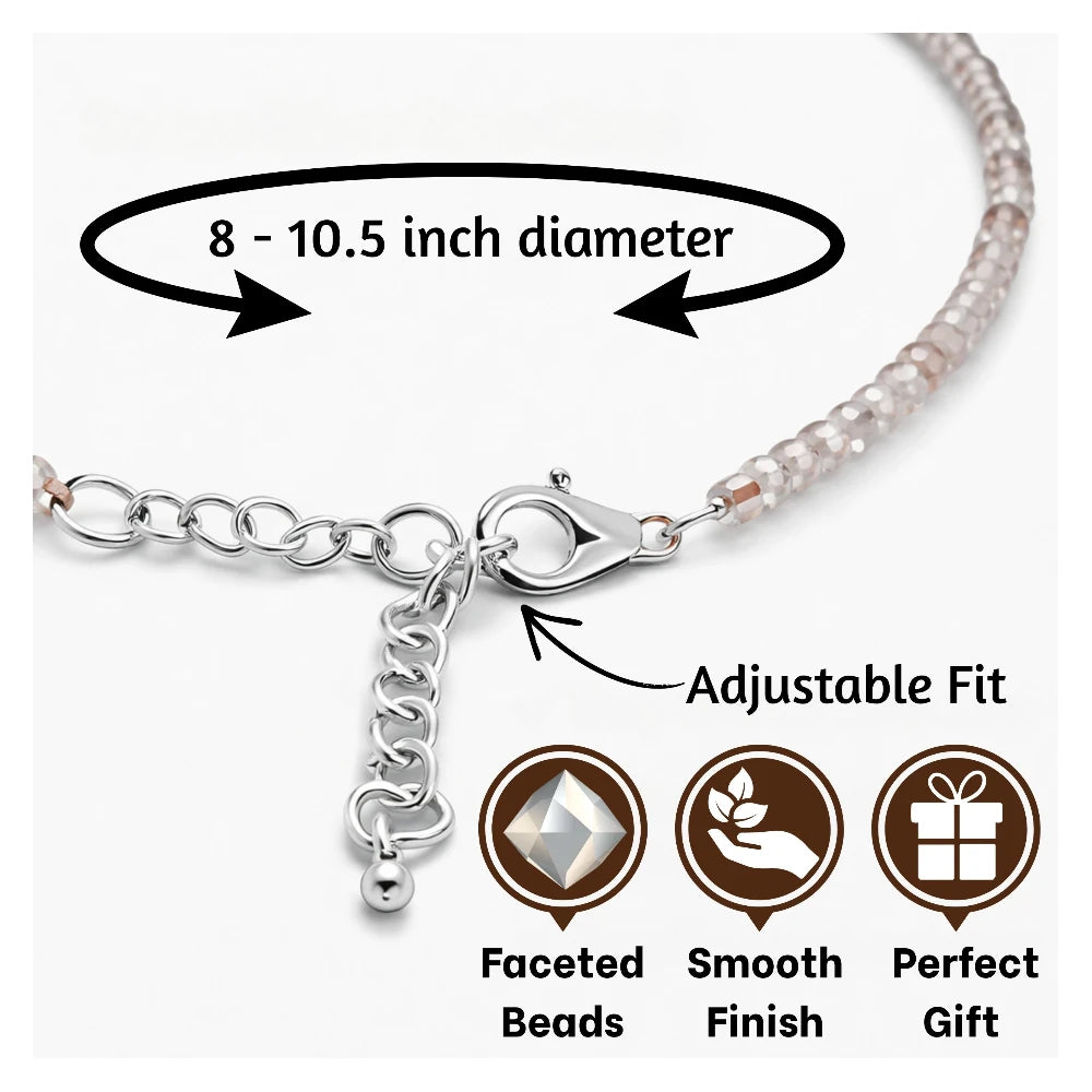Prehnite Anklet - 2mm Faceted Beads (Silver)