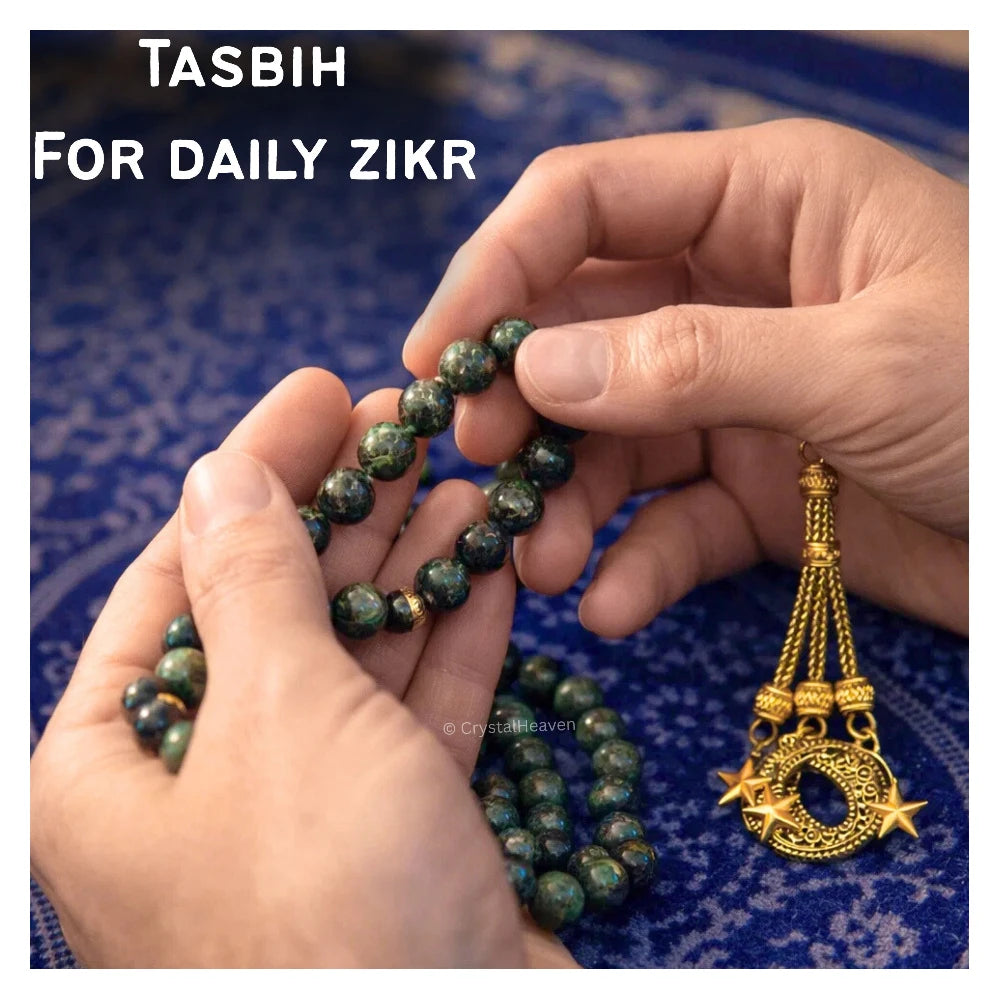 Kambaba Jasper Crystal Tasbih (Gold)