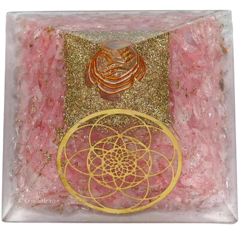 Rose Quartz Orgone Pyramid (Seed Of Life)