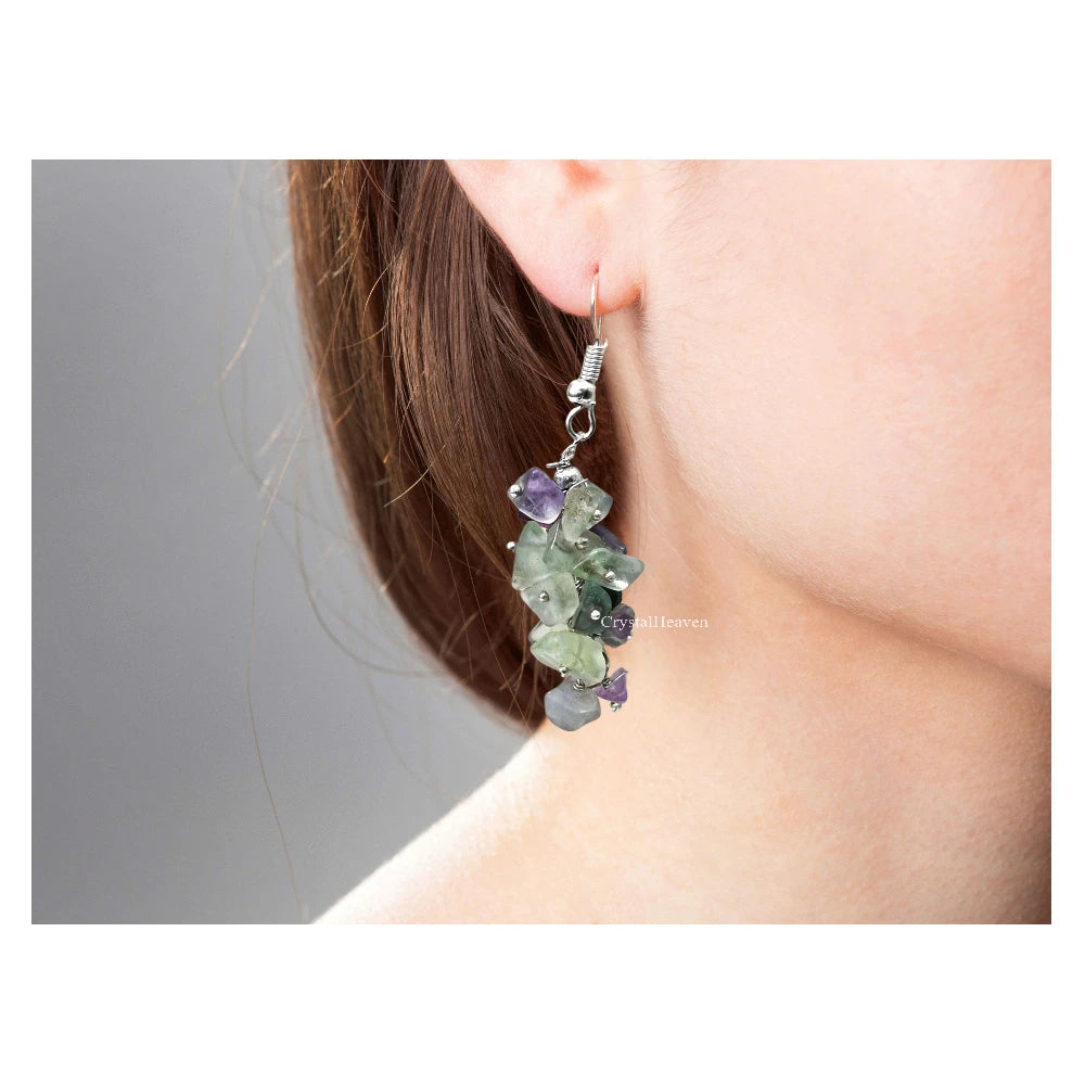 Multi Fluorite Crystal Earrings