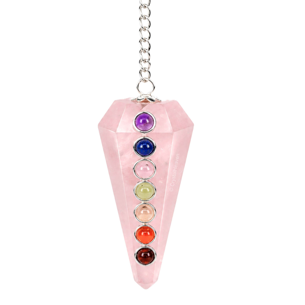 Rose Quartz Pendulum with Chakra Beads