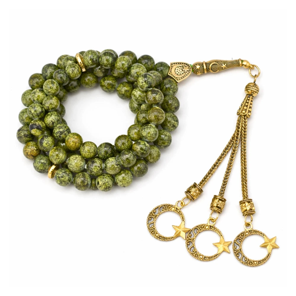Serpentine Russian Crystal Tasbih (Gold)