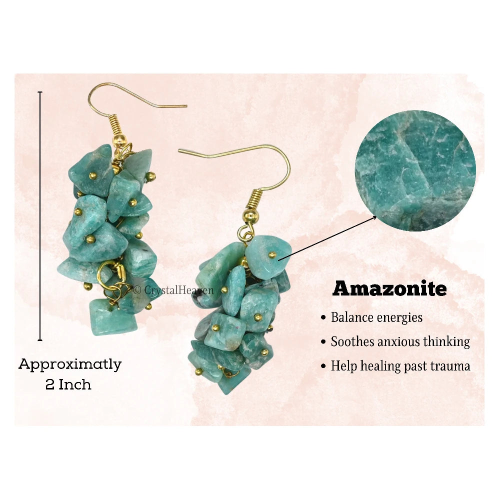 Amazonite Crystal Earrings (Gold)