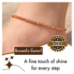 Hessonite Garnet Anklet - 2mm Faceted Beads (Silver)