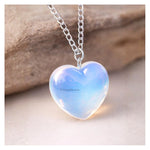 Opalite Heart Crystal Necklace (Puffy Heart)