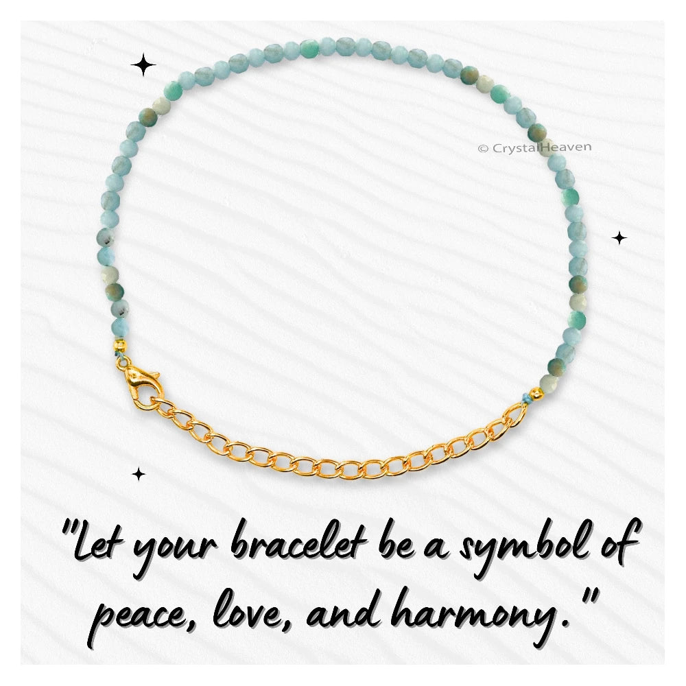 Amazonite Bracelets - 2mm Faceted Beads (Gold)