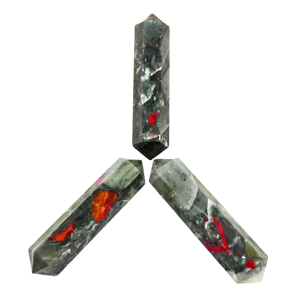 African Bloodstone Pencil Points (Double Terminated) (Set of 10)
