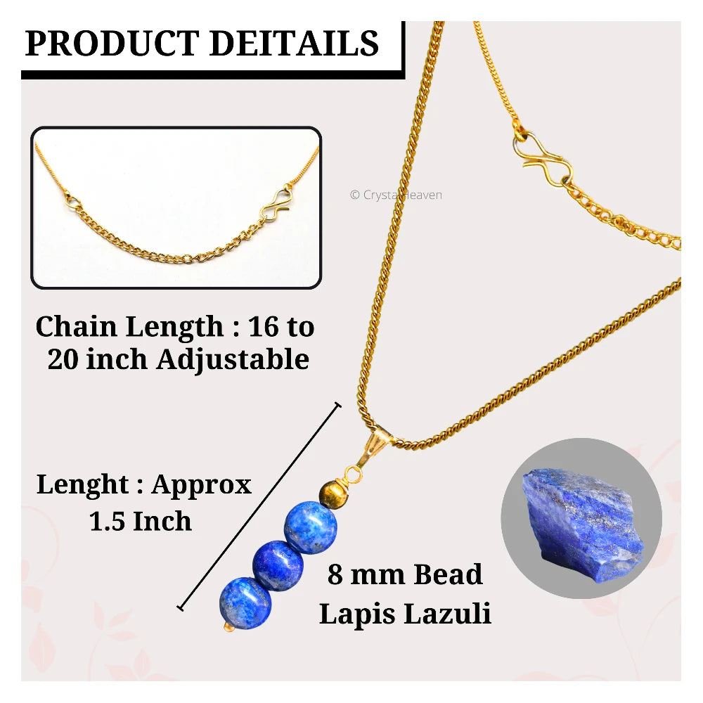 Lapis Lazuli Crystal Bead Necklace (Gold)