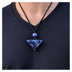 Sodalite Pyramid Macrame Pendant Necklace