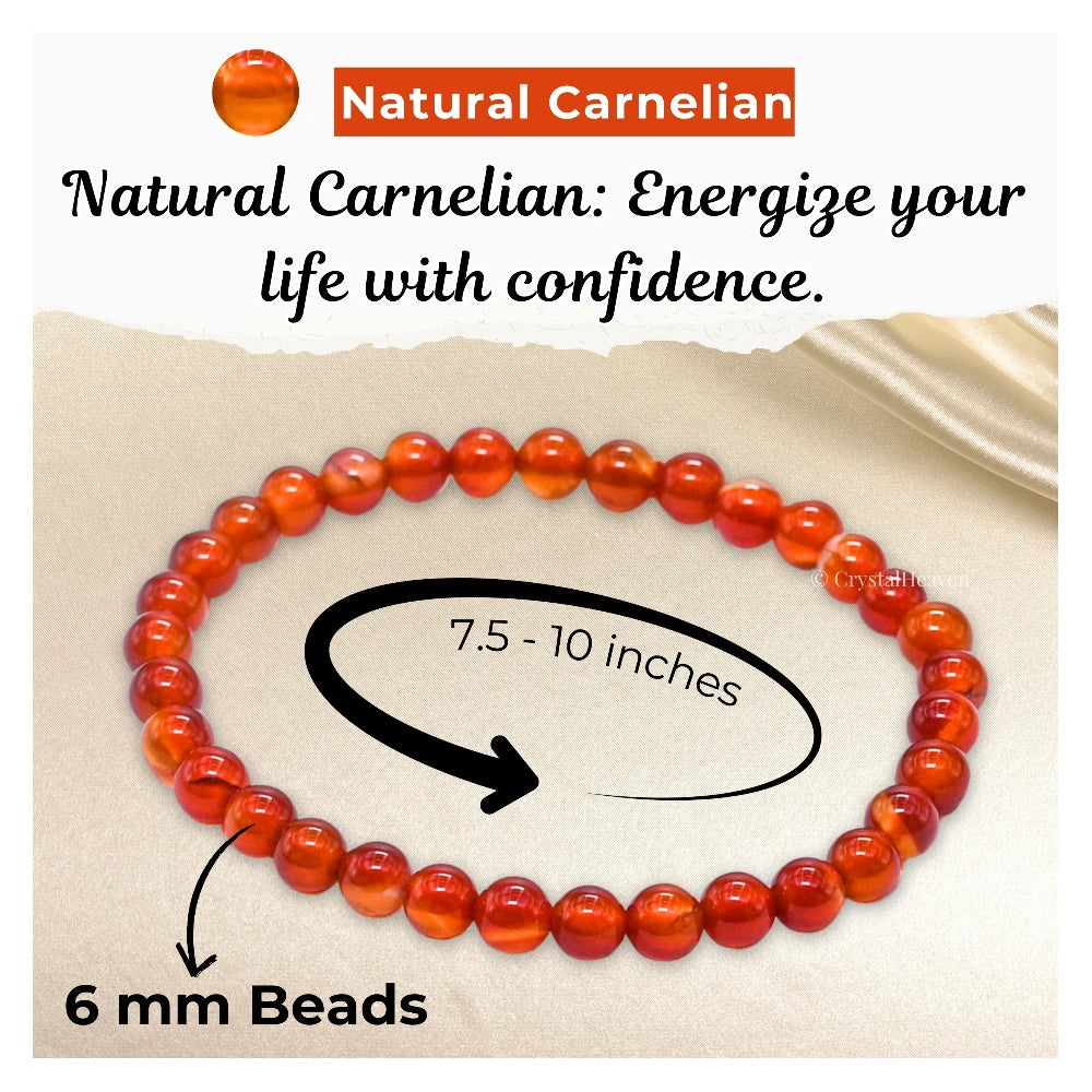 Carnelian Healing Crystal Bracelets - 6mm Beads