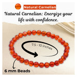 Carnelian Healing Crystal Bracelets - 6mm Beads